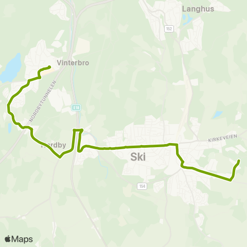 Ruter Vinterbro - Ski stasjon map