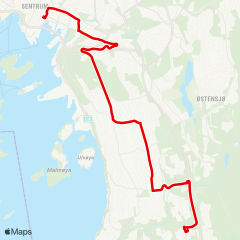 Ruter Jernbanetorget - Mortensrud T map