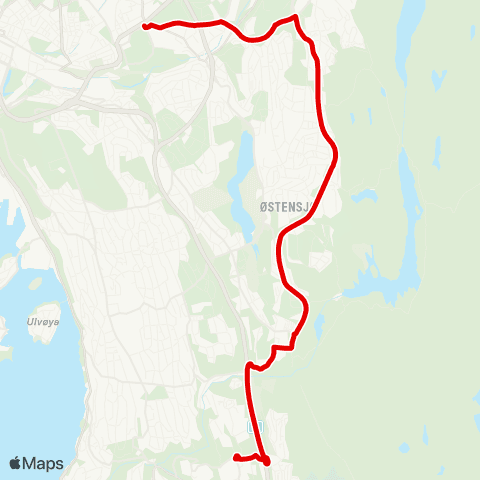 Ruter Helsfyr T - Mortensrud T map