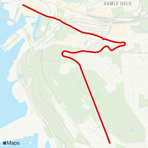 Ruter Bjørvika - Bekkelagshjemmet map