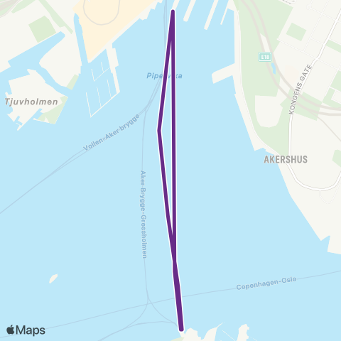 Ruter Aker Brygge - Hovedøya map
