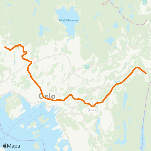 Ruter Holmenkollen ekspress map
