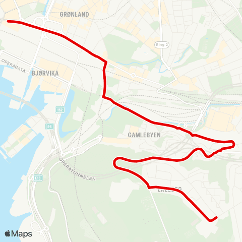 Ruter Jernbanetorget - Ekeberg map