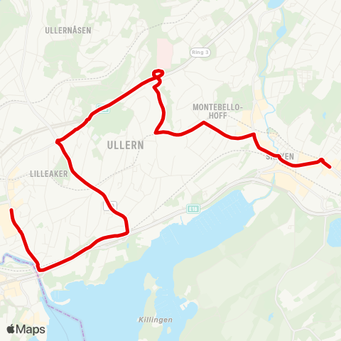 Ruter Buss for linje 13 map