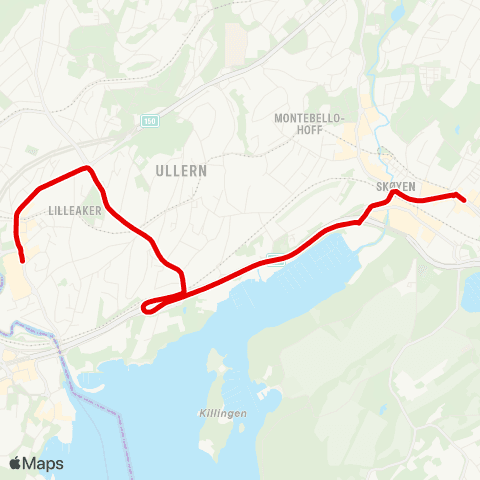 Ruter Ekspressbuss for linje 13 map
