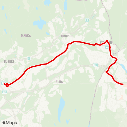 Ruter Økern-Lørenskog sentrum map