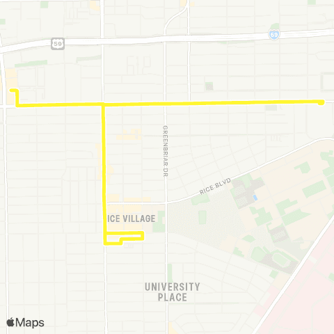 Rice University Graduate Shopping Shuttle map