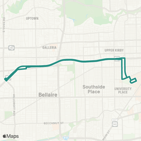 Rice University Mahatma Gandhi Shopping Shuttle map