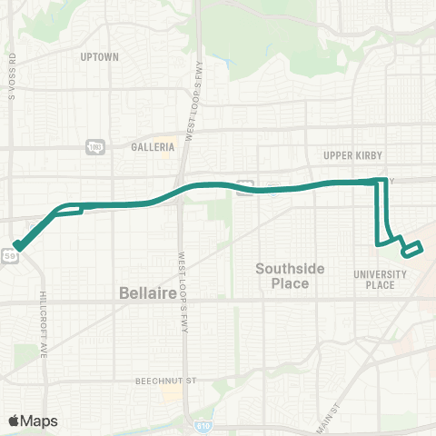 Rice University Hillcroft Shopping Shuttle map