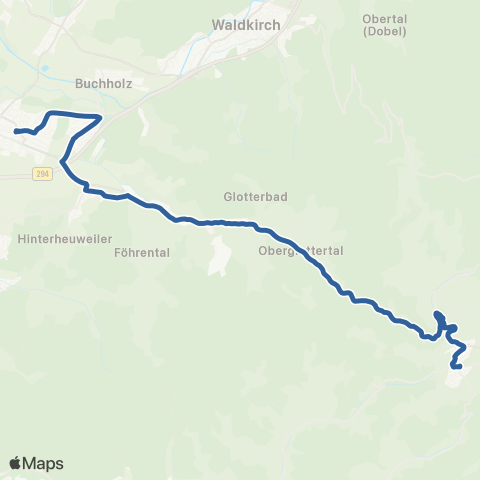 RVF St. Peter Zähringer Eck ↔︎ Denzlingen Bf map