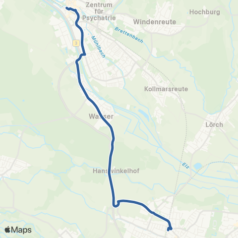 RVF Emmendingen Bf ↔︎ Denzlingen Bf map