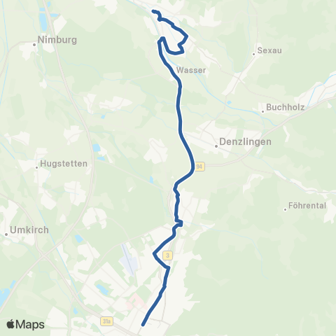 RVF Emmendingen Bf ↔︎ Gundelfinger str. (Freiburg) map