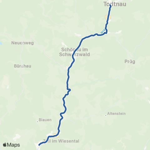 RVF Zell i.W. Bf ↔︎ Todtnau Busbahnhof map