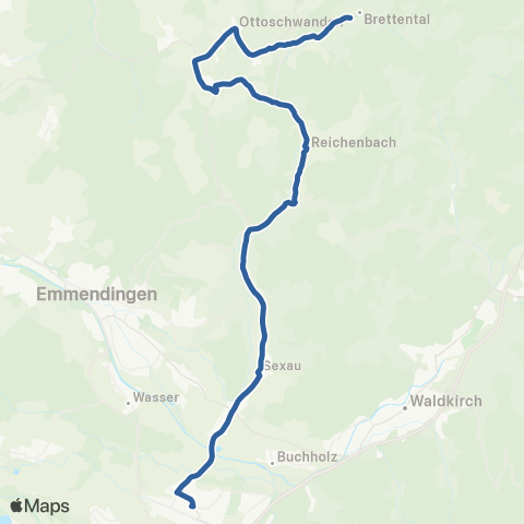 RVF Freiamt Hintere Höfe ↔︎ Denzlingen Bf map