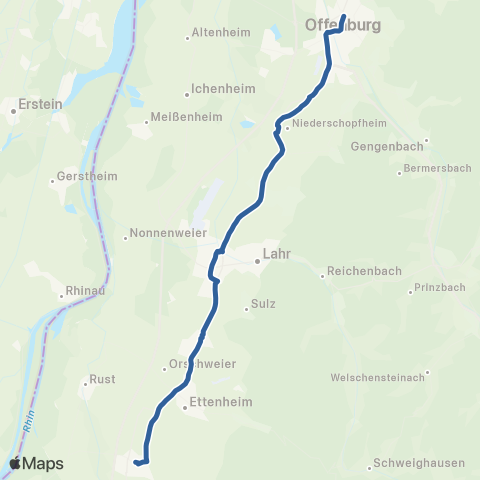 RVF Offenburg Bf  ↔︎ Offenburg Bf map