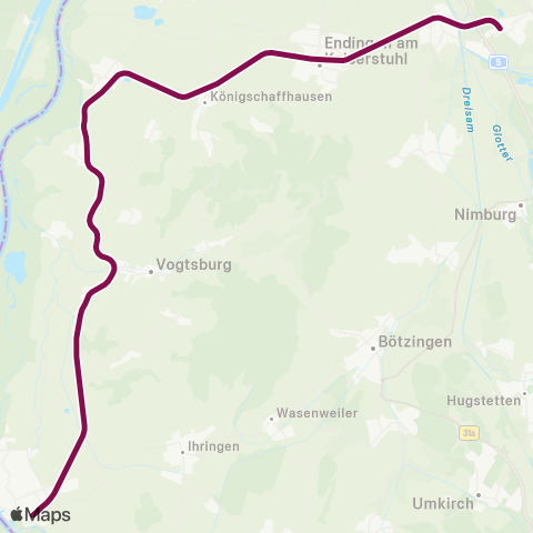 RVF Riegel-Malterdingen ↔︎ Breisach Bf map