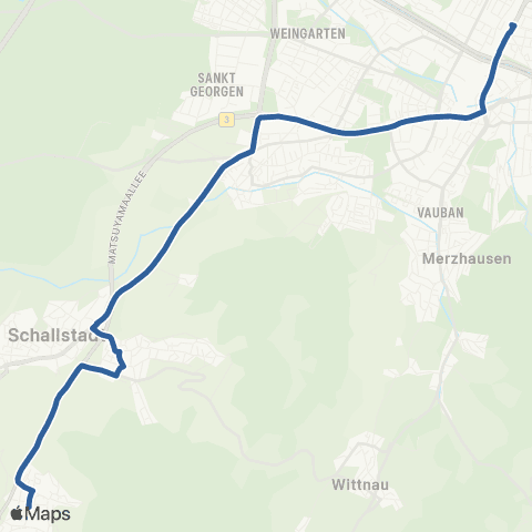 RVF Pfaffenweiler Schulstr. ↔︎ Freiburg Hbf map