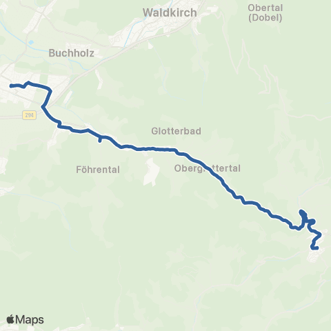 RVF St. Peter Zähringer Eck ↔︎ Denzlingen Bf map