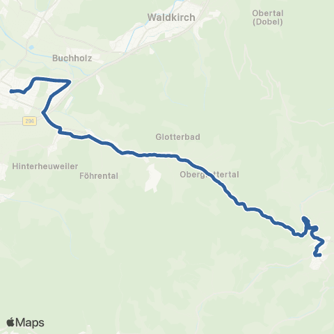 RVF Glottertal Klausenhof ↔︎ Denzlingen Bf map