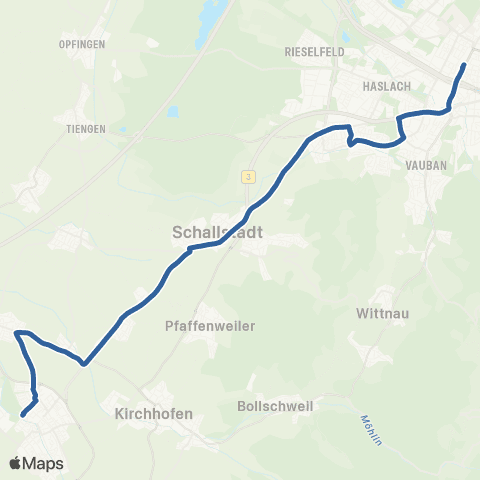 RVF Bad Krozingen Bf ↔︎ Munzinger str. (Freiburg) map