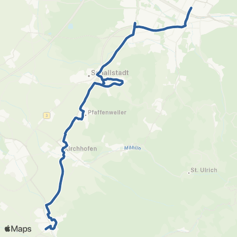 RVF Staufen  Bf ↔︎ Freiburg Hbf map