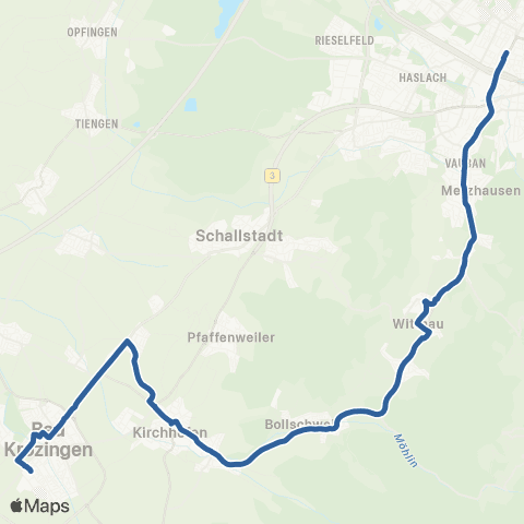 RVF Bad Krozingen Bf ↔︎ Freiburg Paula-Modersohn-Platz map