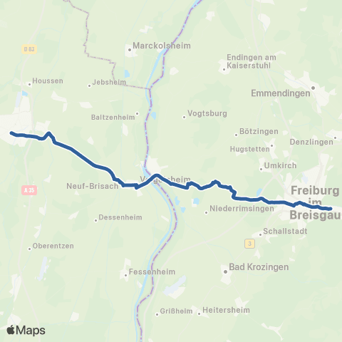 RVF COLMAR ANDOLSHEIM NEUF BRISACH FRIBOURG LFA ↔︎ LFA Fribourg  Neuf Brisach Andolsheim Colmar map