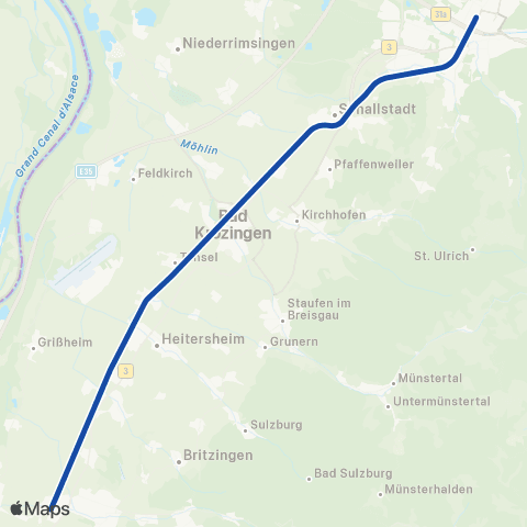 RVF Freiburg Hbf ↔︎ Müllheim im Markgräflerland Bf map
