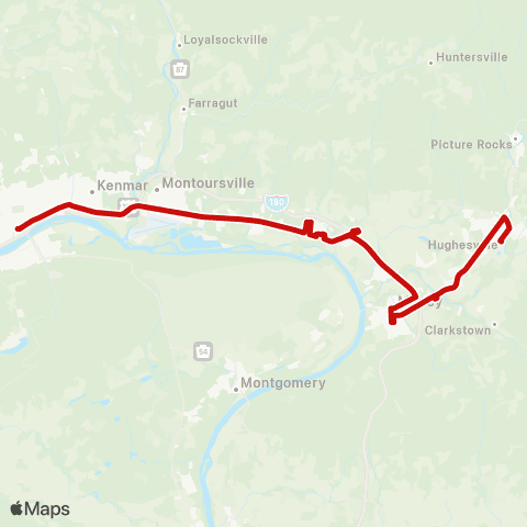RVTA Tri-Town Connector-Muncy Hughesville map