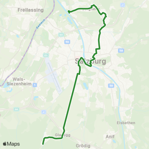 Salzburg Verkehr Fürstenbrunn Buskehre-Bergheim S-Bahn map