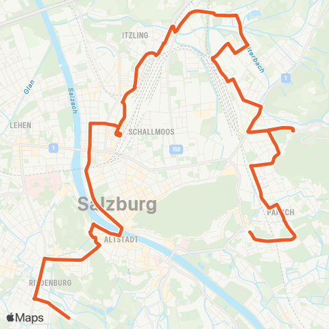 Salzburg Verkehr Salzburg Ferdinand-Hanusch-Platz-Salzburg Obergnigl map