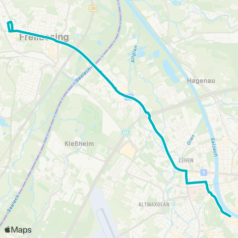 Salzburg Verkehr Salzburg Ferdinand-Hanusch-Platz-Freilassing Sonnenfeld map