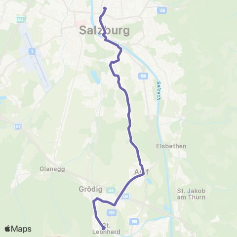 Salzburg Verkehr Salzburg Hauptbahnhof-Grödig Untersbergbahn map
