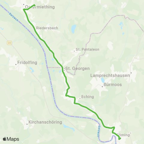 Salzburg Verkehr Oberndorf - Ostermiething map