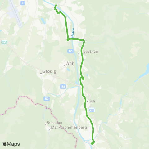 Salzburg Verkehr Salzburg Dr.-F.-Rehrl-Platz / UKH - Nonntal - Salzburg Süd - Puch Urstein (FH) map