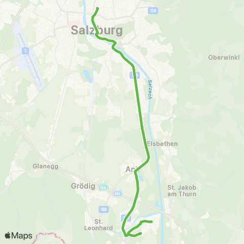 Salzburg Verkehr Salzburg - Anif - Niederalm - Rif map