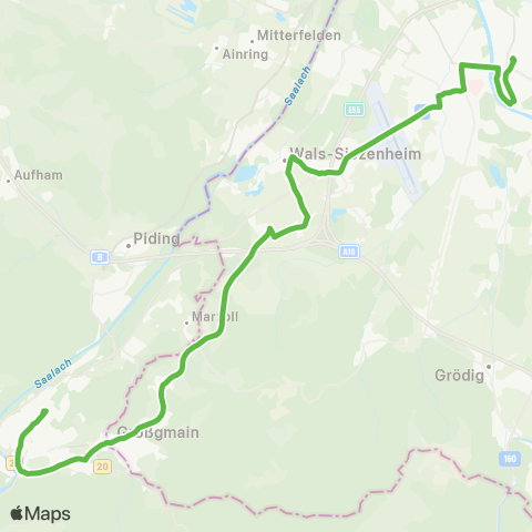 Salzburg Verkehr Salzburg - Großgmain - Bad Reichenhall map