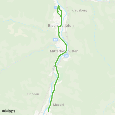 Salzburg Verkehr (St.Johann) - Bischofshofen - St.Rupert - Kreuzberg - Buchberg map