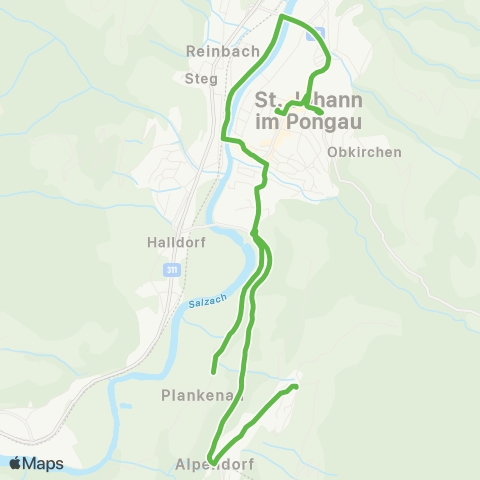 Salzburg Verkehr St. Johann - Reinbach - Plankenau - Oberalpendorf / Lange Brücke map