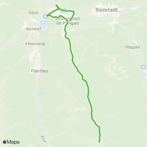 Salzburg Verkehr Zauchensee - Altenmarkt map