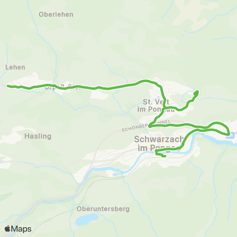 Salzburg Verkehr Schwarzach - St.Veit - Urpaß map