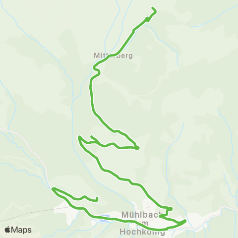 Salzburg Verkehr Skibus Mühlbach: Aldiana - Mühlbach - Arthurhaus map