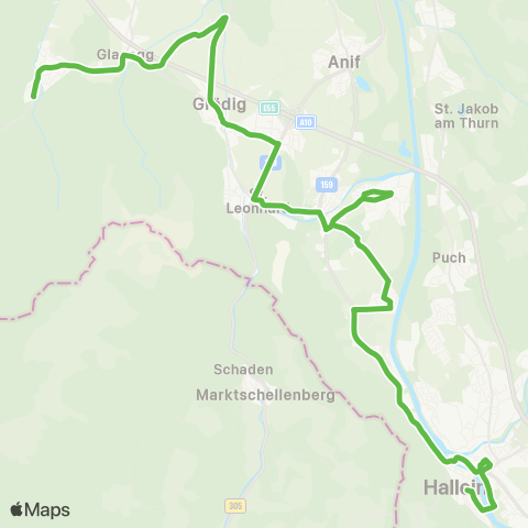 Salzburg Verkehr Fürstenbrunn - Grödig - Taxach - Hallein map