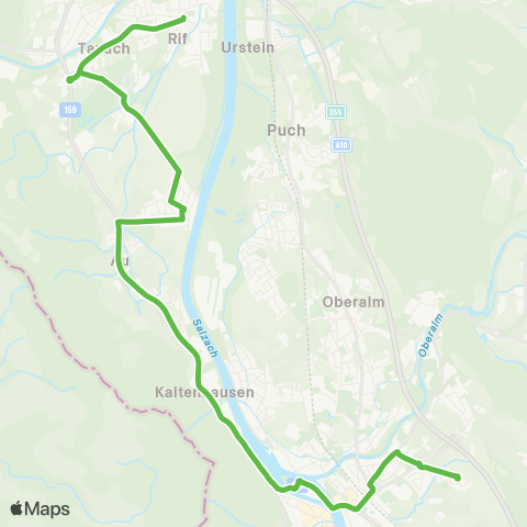 Salzburg Verkehr Rif - Rehhof - Hallein - Krankenhaus 2372 Linienverkehr map