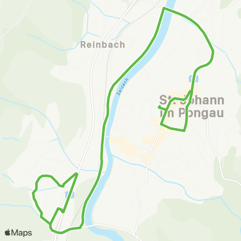 Salzburg Verkehr Citybus St.Johann: Postamt - Reinbachsiedlung - Postamt map