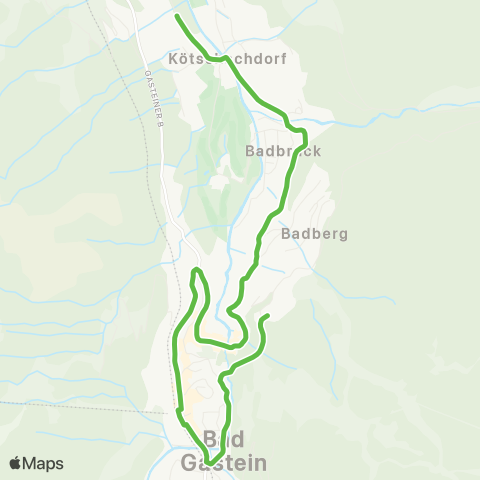Salzburg Verkehr Kötschachdorf - Badbruck - Bad Gastein ( - Graukogel) map