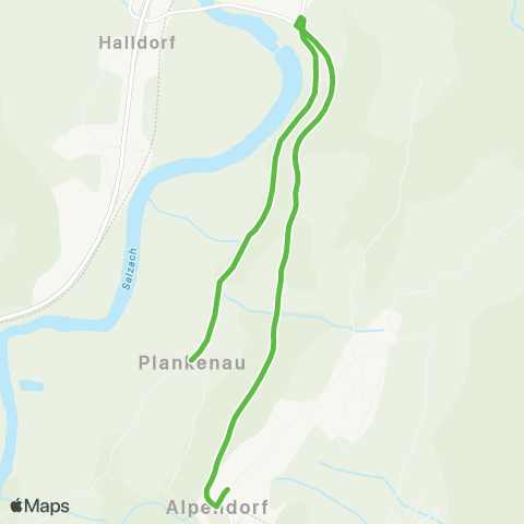 Salzburg Verkehr Skibus L5 Plankenau - Alpendorf Gondelbahn map