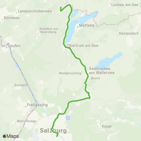 Salzburg Verkehr Salzburg - Hallwang - Eugendorf - Seekirchen - Obertrum - Berndorf map
