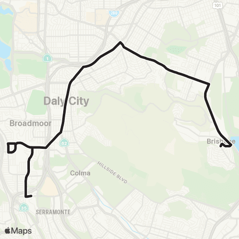 SamTrans Brisbane - Shasta High map