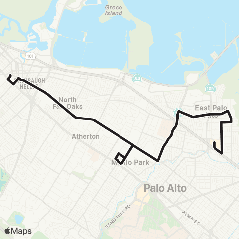 SamTrans Redwood City TC - Bayshore / Donohoe map